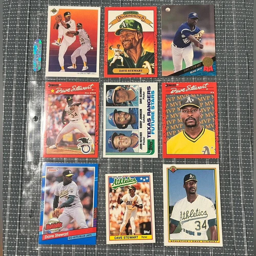 ⚾️ Dave Stewart MLB Baseball Sports Trading Cards, Set of 9